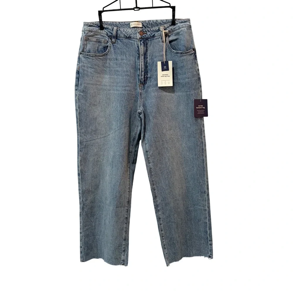 Oliver Logan Aberdeen Wide Leg Crop Jeans Womens 33 Light Blue‎ High Rise Raw